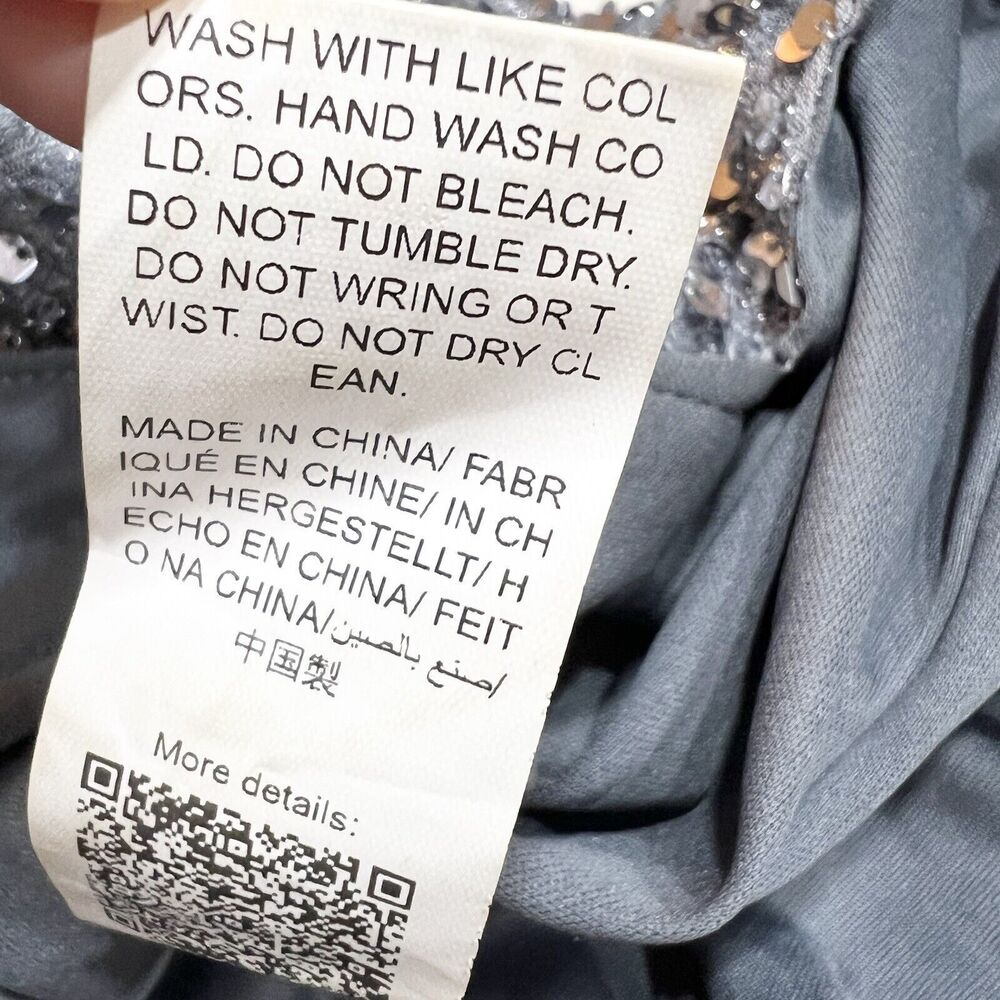 Faeriesty Silver Gray Sequin Formal Gown Bodycon Oversized Ruffle Sleeves Sz 3XL - Picture 9 of 12